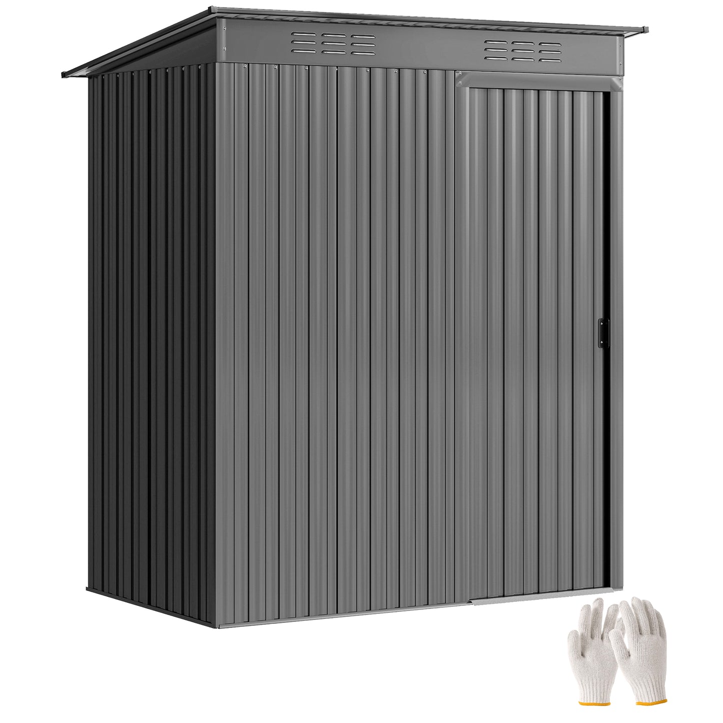 5 x 3.5ft Metal Garden Shed with Effortless Assembly, Light Grey