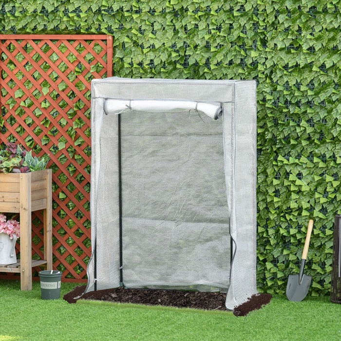 100 x 50 x 150cm Greenhouse Steel Frame PE Cover with Roll-up Door Outdoor for Backyard, Balcony, Garden, White