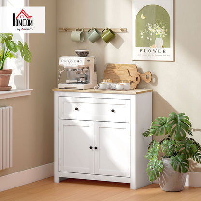 Sideboard Storage Cabinet with Adjustable Shelf, Drawer, White