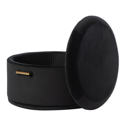 Aria Storage Ottoman – Black – Brass/Silver