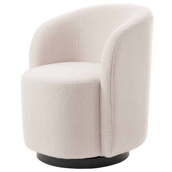 West End Swivel Dining Chair - Ivory Borg - Black Base