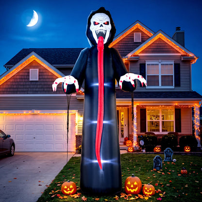 10 FT Halloween Inflatable Skeleton with Built-in LED Lights