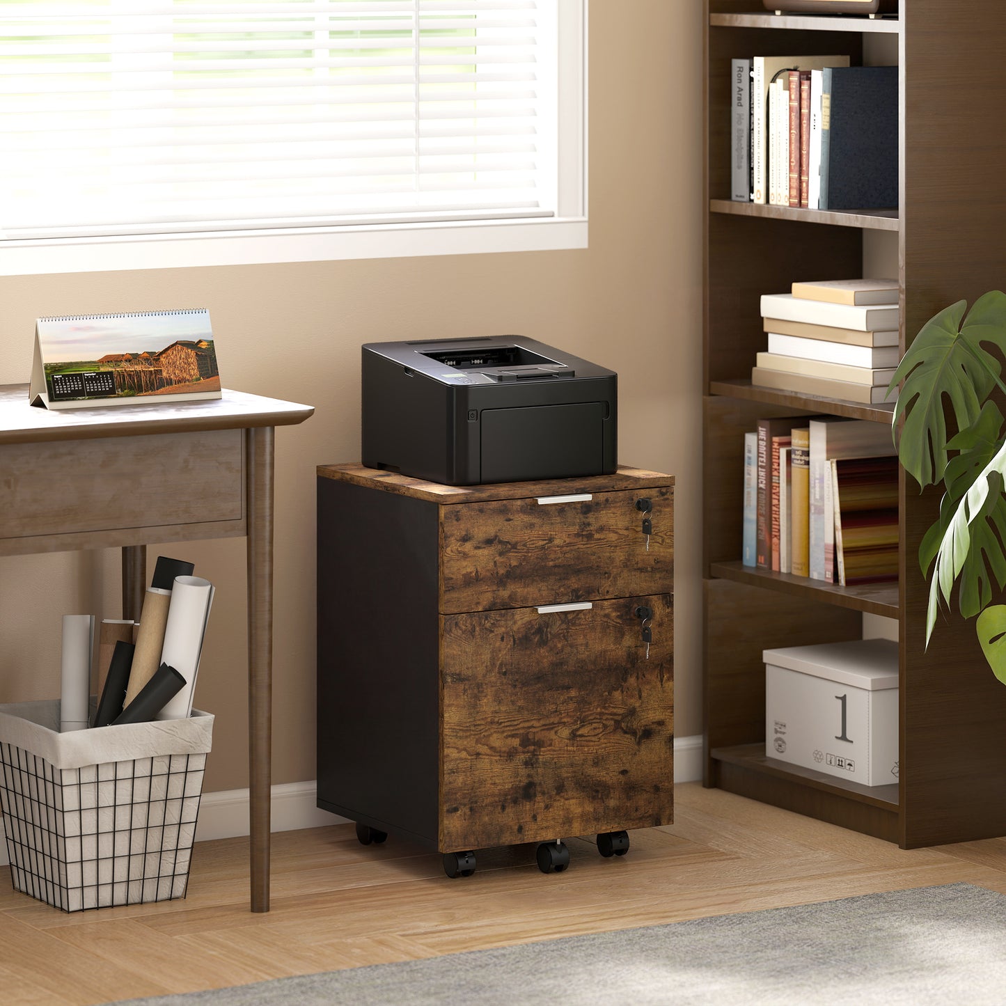 2 Drawer Filing Cabinet with Adjustable Hanging Bars for A4 and Letter