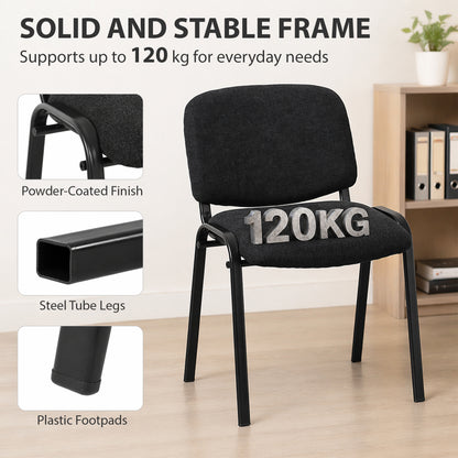Meeting Chair with Stackable, Padded Seat, Black