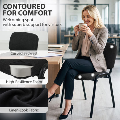 Meeting Chair with Stackable, Padded Seat, Black