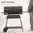 Charcoal Barbecue Grill Garden BBQ Trolley w/ Adjustable Grill Height, Double Grill, Side Table, Storage Shelf and Wheels, Black