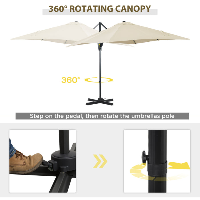 2.5 x 2.5m Patio Offset Parasol Umbrella Cantilever Hanging Aluminium Sun Shade Canopy Shelter 360¬∞ Rotation w/Crank Handle, Cream White