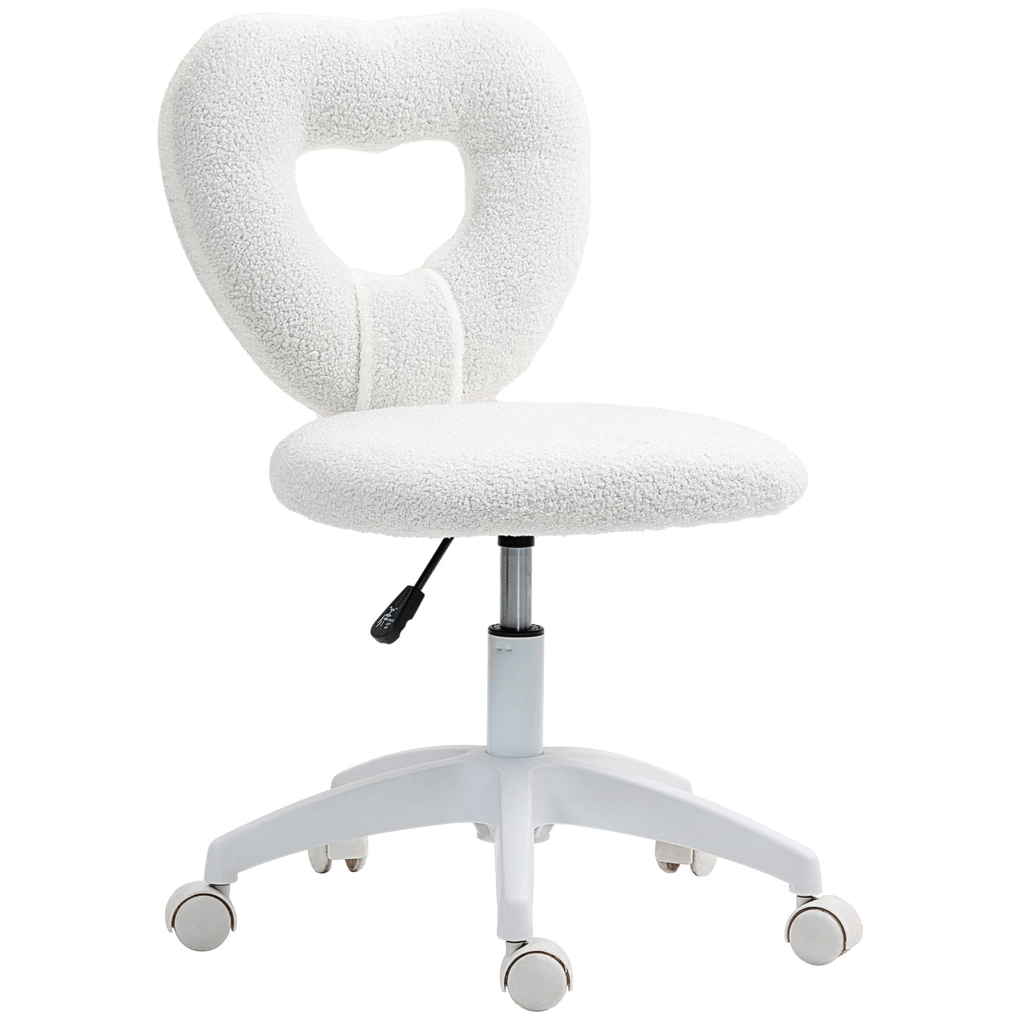 Armless Heart Desk Chair, Makeup Vanity Chair for Home, White