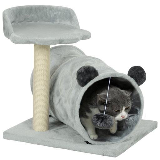 Cat Tree w/ Scratching Post, Bed, Cat Tunnel, Toy Ball, Grey