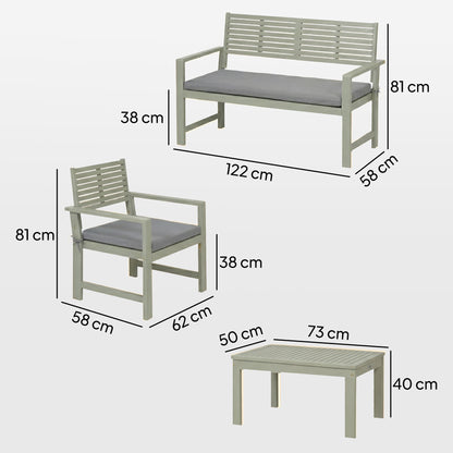 4 Seater Wooden Garden Furniture Set with Loveseat, Chairs, Table