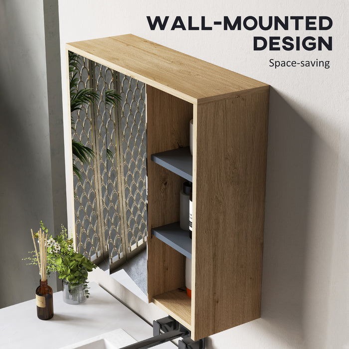 Bathroom Cabinet Wall Mounted Mirror Storage with Shelves Natural