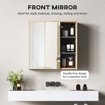 Bathroom Cabinet Wall Mounted Mirror Storage with Shelves Natural