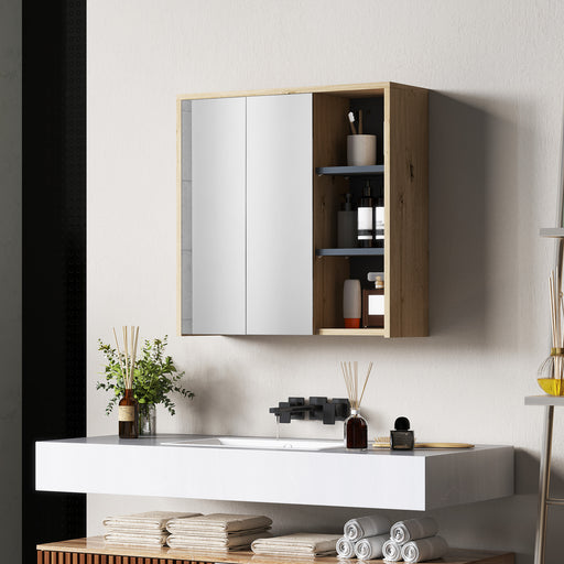 Bathroom Cabinet Wall Mounted Mirror Storage with Shelves Natural