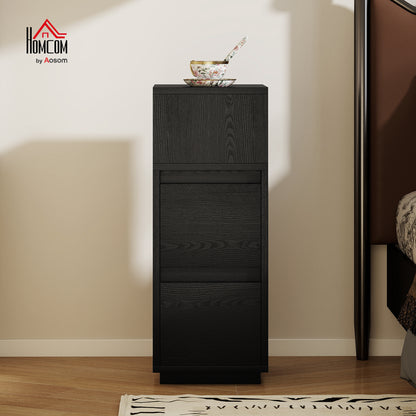 Slim Bedside Table, Bedside Cabinet with Open Shelf and 2 Drawers