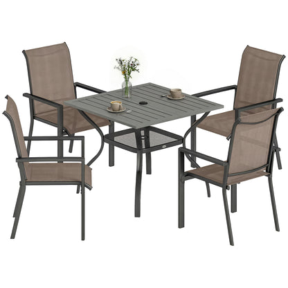 5 Pieces Outdoor Dining Set for 4, Grey and Khaki