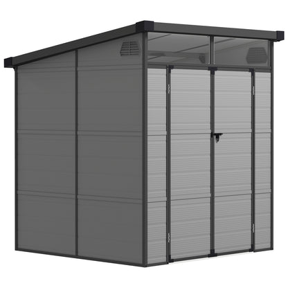 6 x 6ft Plastic Garden Shed with Windows and Air Vents, Light Grey