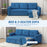 3 Seater Sofa Bed, Convertible Pull Out Sofa with Storage, Dark Blue