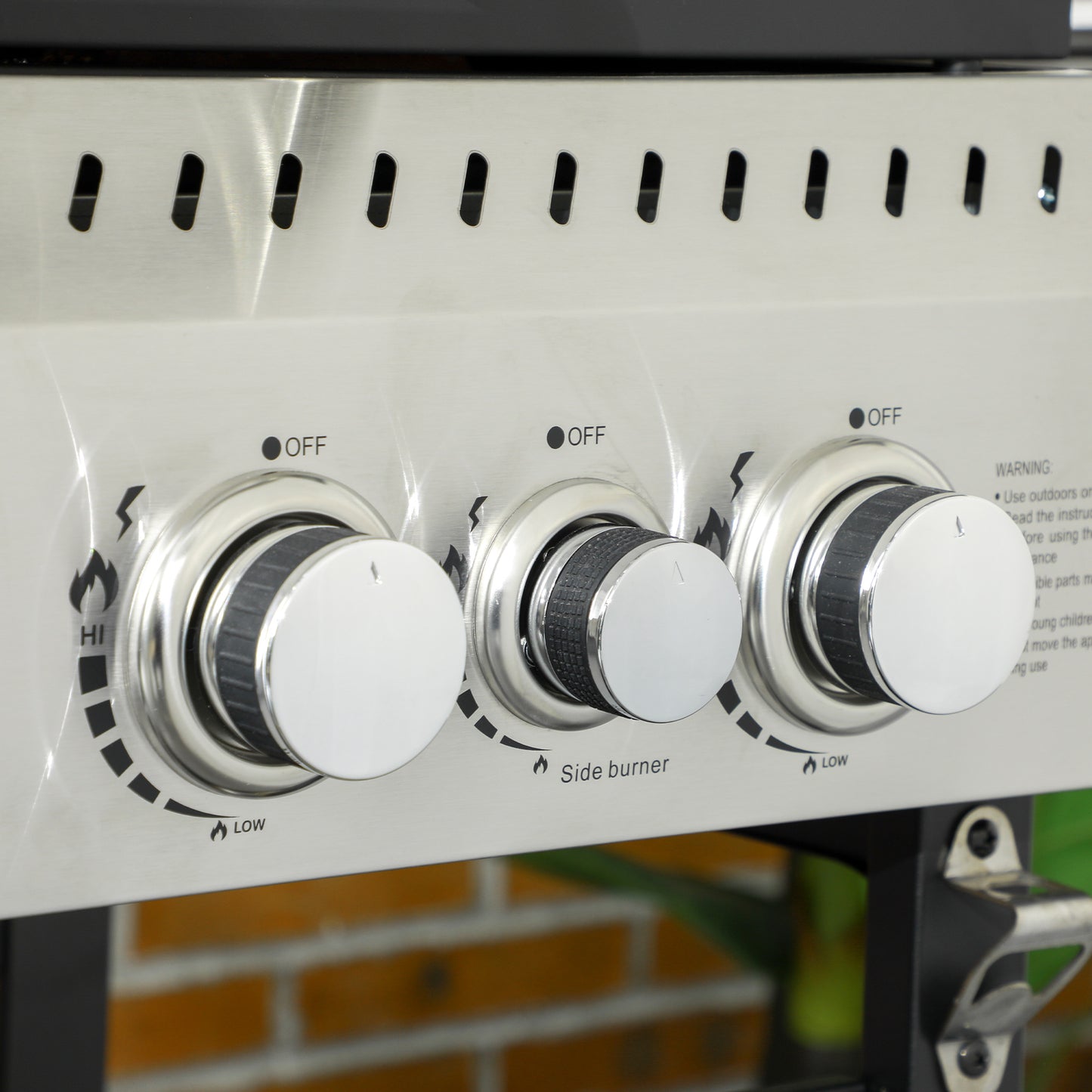 Galvanised Steel 4+1 Gas Burner BBQ Grill Trolley, Black