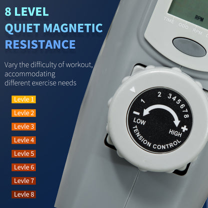 Pedal Exerciser with 8-Level Magnetic Resistance, Grey