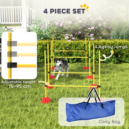 4 Piece Dog Agility Equipment with 4 Hurdle Bar for Jump Training