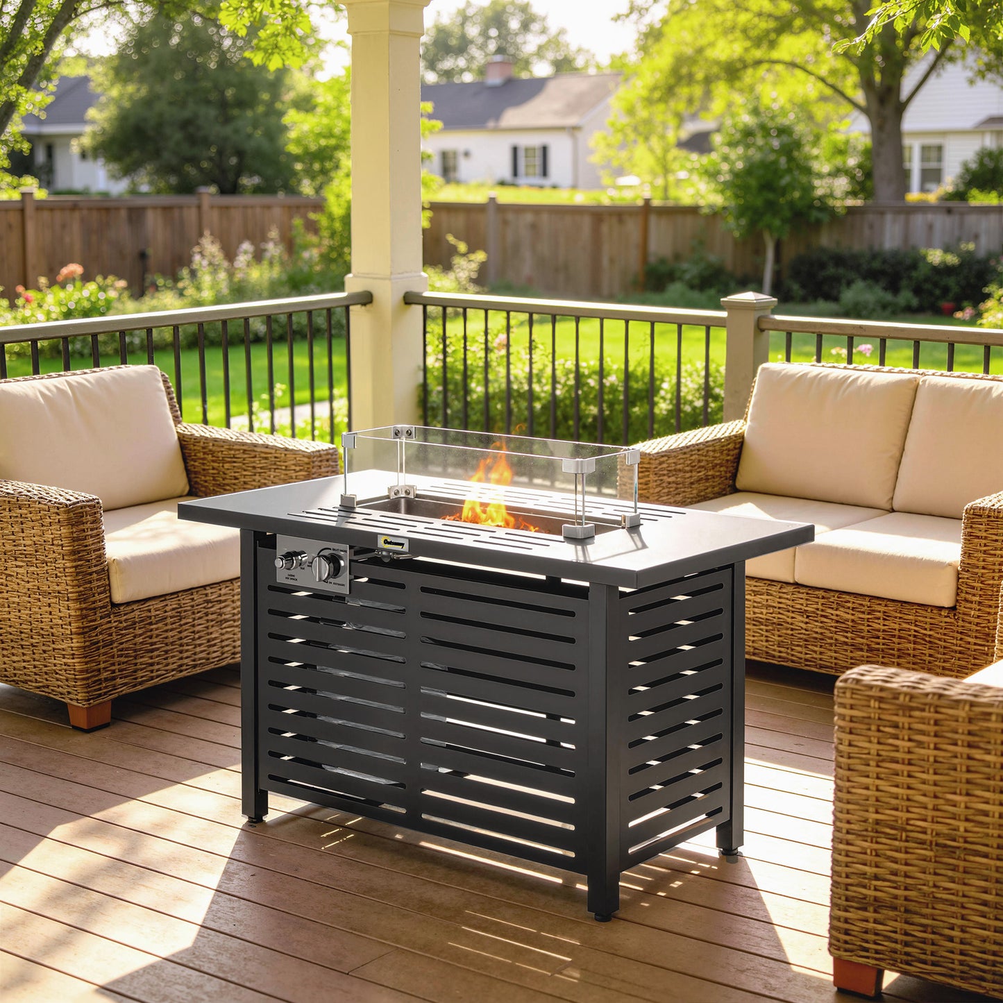 Table W/ Rain Cover 50,000 BTU Outdoor Firepit