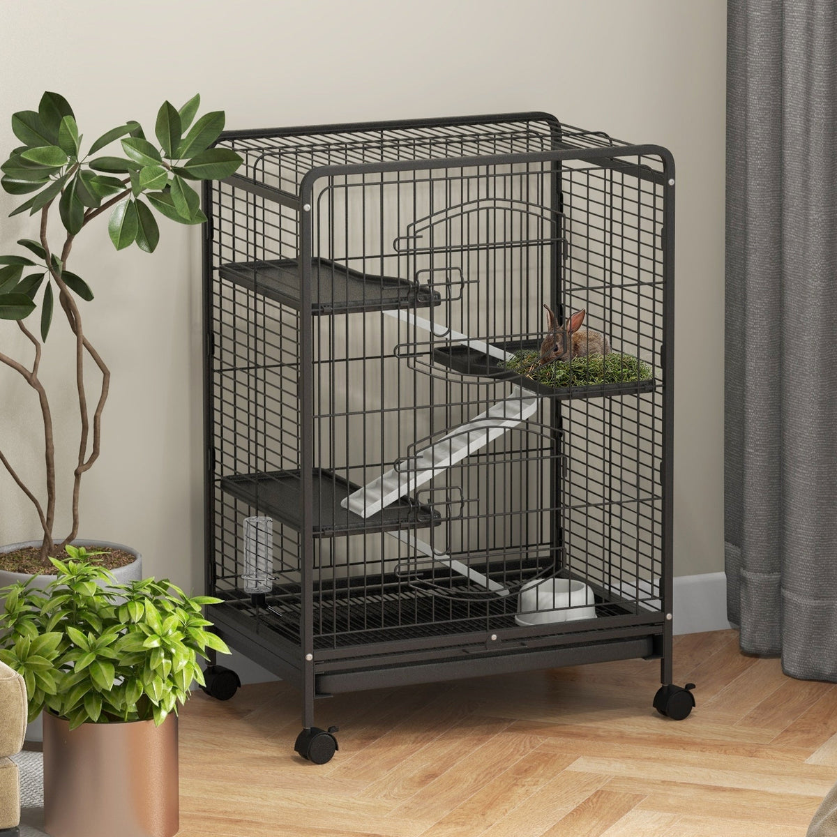 4-Level Small Animal Cage with Ramps (Not for Rats, Hamsters or Guinea Pigs) - Black