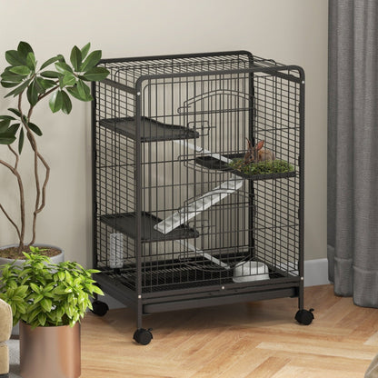 4-Level Small Animal Cage with Ramps (Not for Rats, Hamsters or Guinea Pigs) - Black