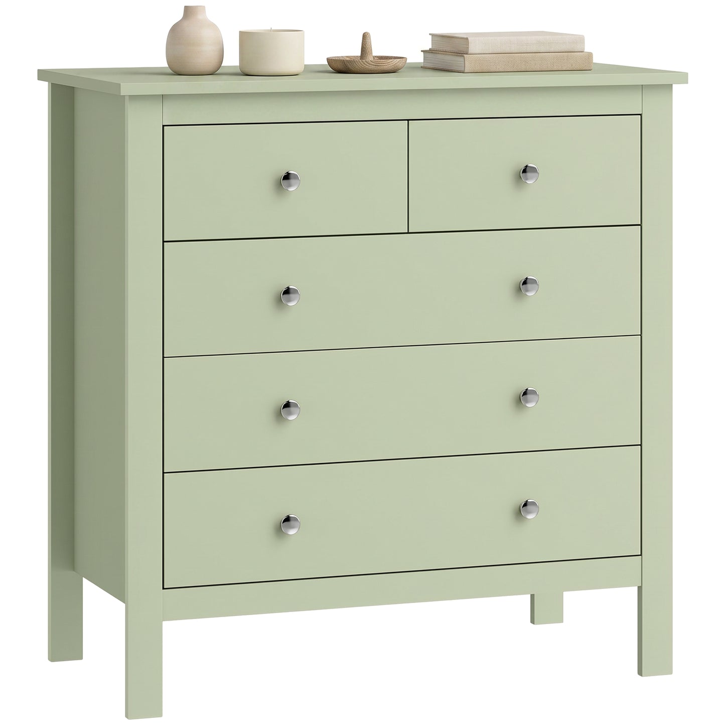 Modern Dresser with 5 Drawers for Living Room, Hallway, Sage Green