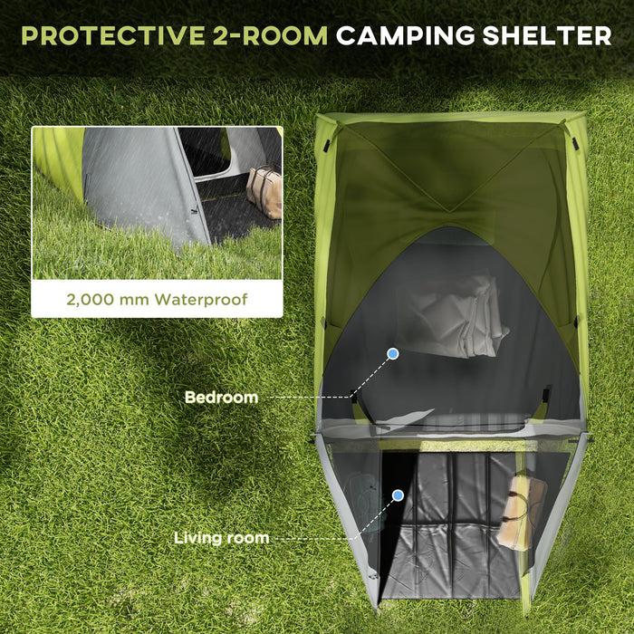 2 3 Man Camping Tent with 2 Rooms 2000mm Waterproof Family Tent Port QuidsIn Superstore