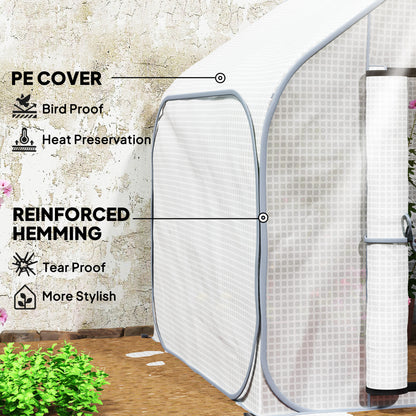 Mini Pop Up Greenhouse w/ Reinforced PE Cover, Zipper Door, White