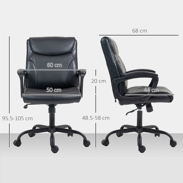 Faux Leather Desk Chair with Tilt Function for Home Office, Black