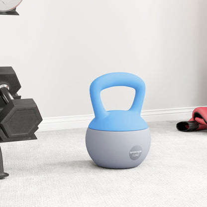 12KG Kettlebell w/ Soft Body, Non-Slip Handle, Light Blue and Grey