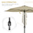 2 x 3(m) Garden Parasol Umbrella, Rectangular Market Umbrella Sun Shade w/ Crank & Push Button Tilt, 6 Ribs, Aluminium Pole, Cream