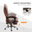 Heated 6 Points Vibration Massage Executive Office Chair Adjustable Swivel Ergonomic High Back Desk Chair Recliner with Footrest Brown