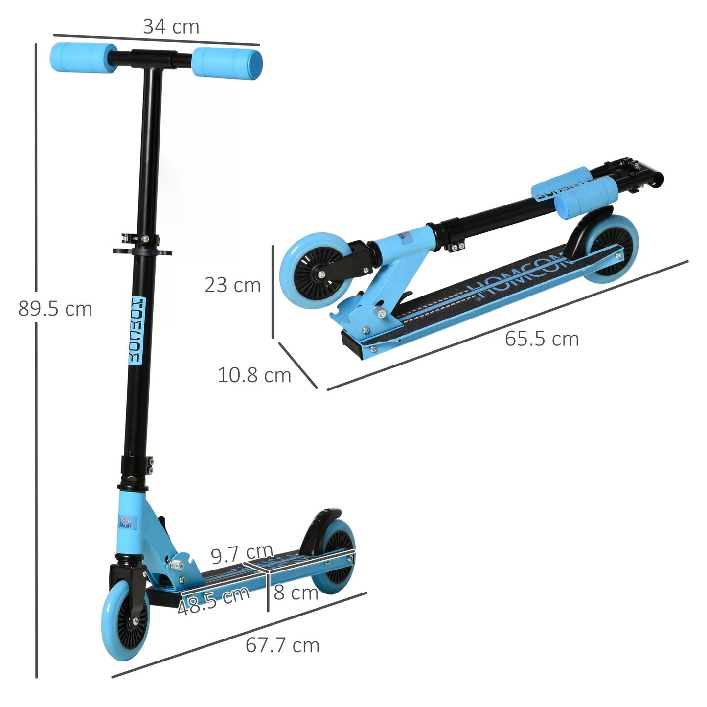 Scooter for Kids Toddler Foldable Kick Scooter with Adjustable Height Brake for Boys and Girls 3-8 Years Aluminium Blue