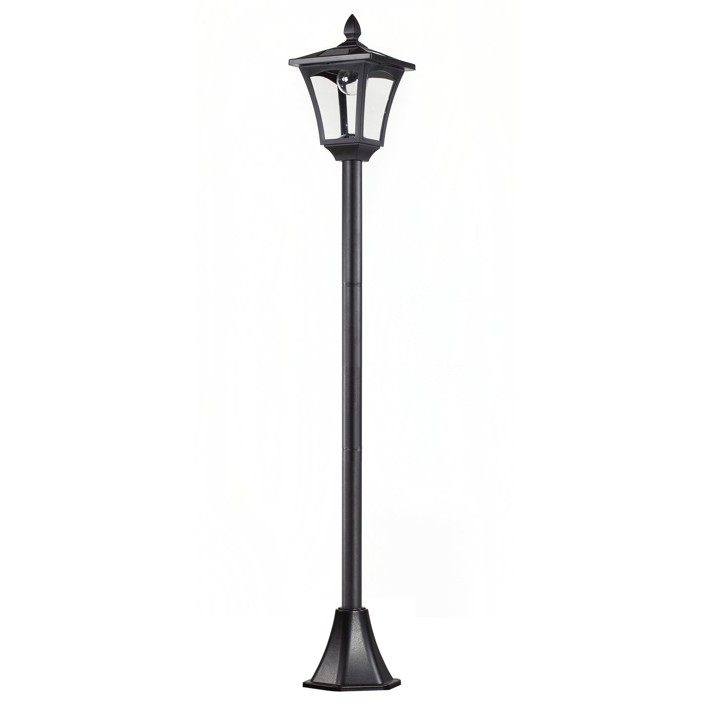 Outdoor Solar Powered Post Lamp Sensor Dimmable LED Lantern Bollard Pathway 1.6M Tall √¢¬Ä¬ì Black