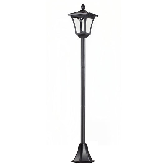 Outdoor Solar Powered Post Lamp Sensor Dimmable LED Lantern Bollard Pathway 1.6M Tall √¢¬Ä¬ì Black