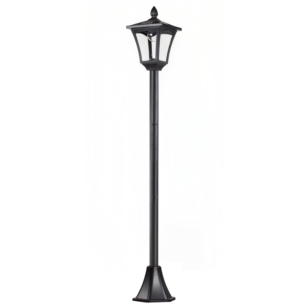 Outdoor Solar Powered Post Lamp Sensor Dimmable LED Lantern Bollard Pathway 1.6M Tall √¢¬Ä¬ì Black