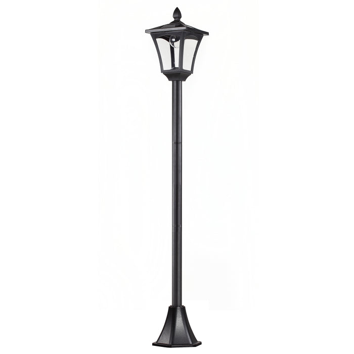 Outdoor Solar Powered Post Lamp Sensor Dimmable LED Lantern Bollard Pathway 1.6M Tall √¢¬Ä¬ì Black