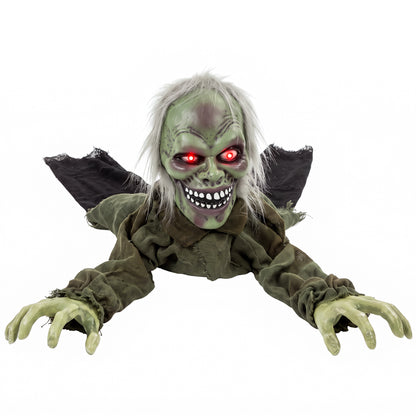 Animatronic Crawling Zombie with Light-Up Eyes and Creepy Sound