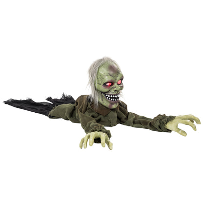 Animatronic Crawling Zombie with Light-Up Eyes and Creepy Sound