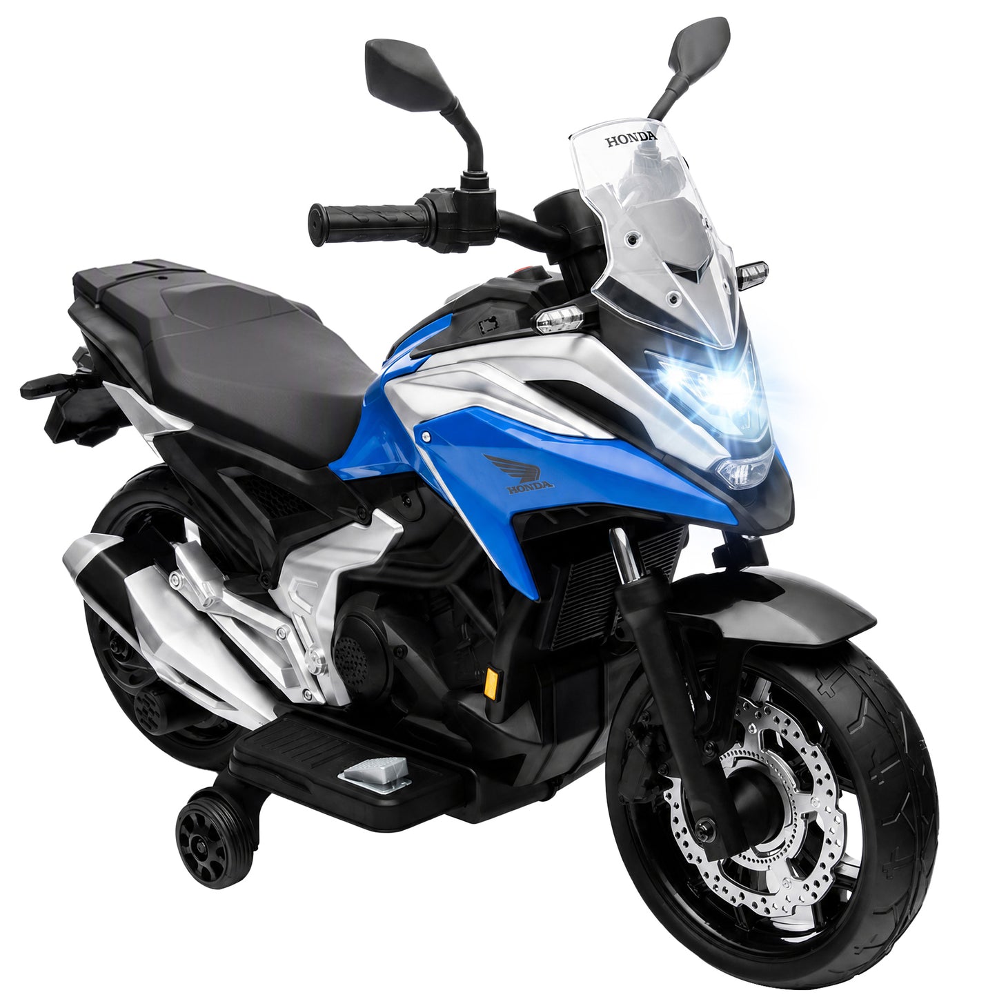 Licensed Honda 12V Kids Electric Motorbike w/ Training Wheels, Blue