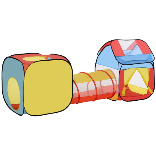 Toddler Polyester 3 in 1 Pop Up House Tent Play Tunnel Multi-Colour