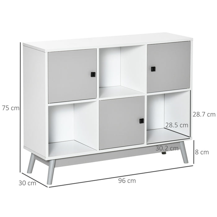 Bookcase, Display Cabinet with 6 Storage Cubes for Living Room Grey