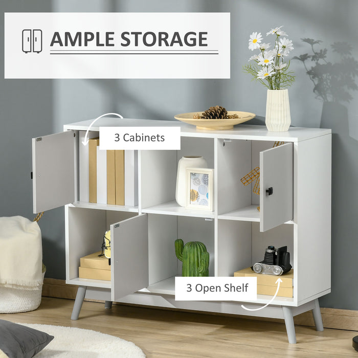 Bookcase, Display Cabinet with 6 Storage Cubes for Living Room Grey