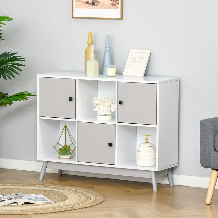 Bookcase, Display Cabinet with 6 Storage Cubes for Living Room Grey