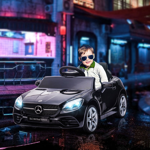 AIYAPLAY Mercedes Benz SLC 300 Licensed 12V Kids Electric Ride On Car with Parental Remote Two Motor Music Suspension Wheel for 3-6 Years Black