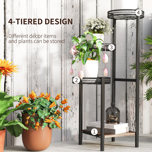 4 Tiered Plant Pot Stand, Metal Plant Shelf for Living Room