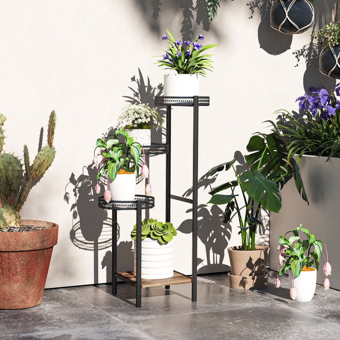 4 Tiered Plant Pot Stand, Metal Plant Shelf for Living Room