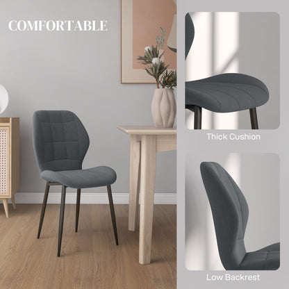 Modern Style Kitchen Chairs Set of 4 with Flannel Upholstered, Dark Grey